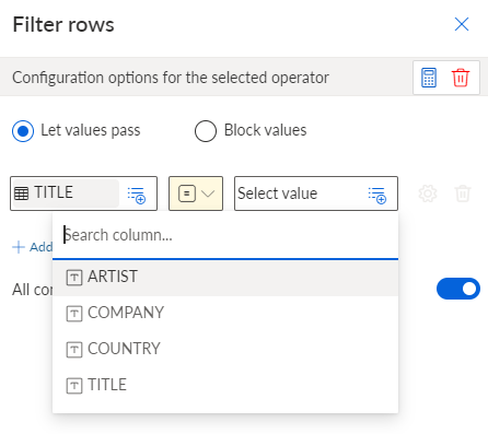 Select data input