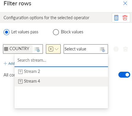 Select stream