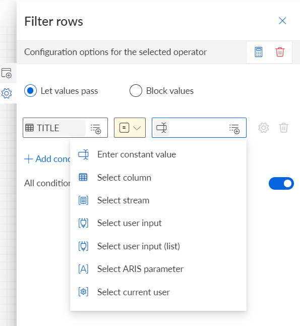 Select data input